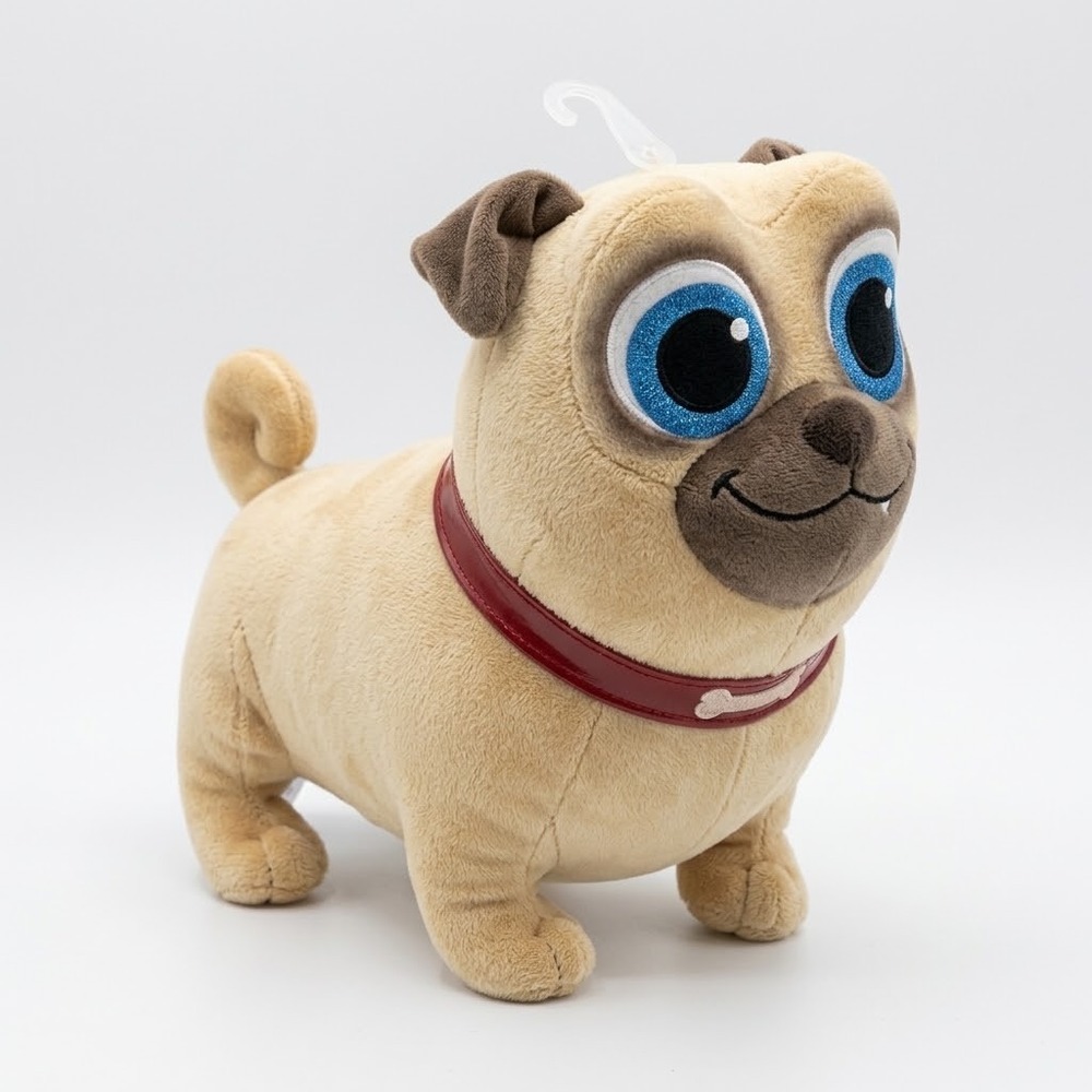 Disney Store Puppy Dog Pals Rolly Pug 8" Plush Stuffed Animal Dog Red Collar